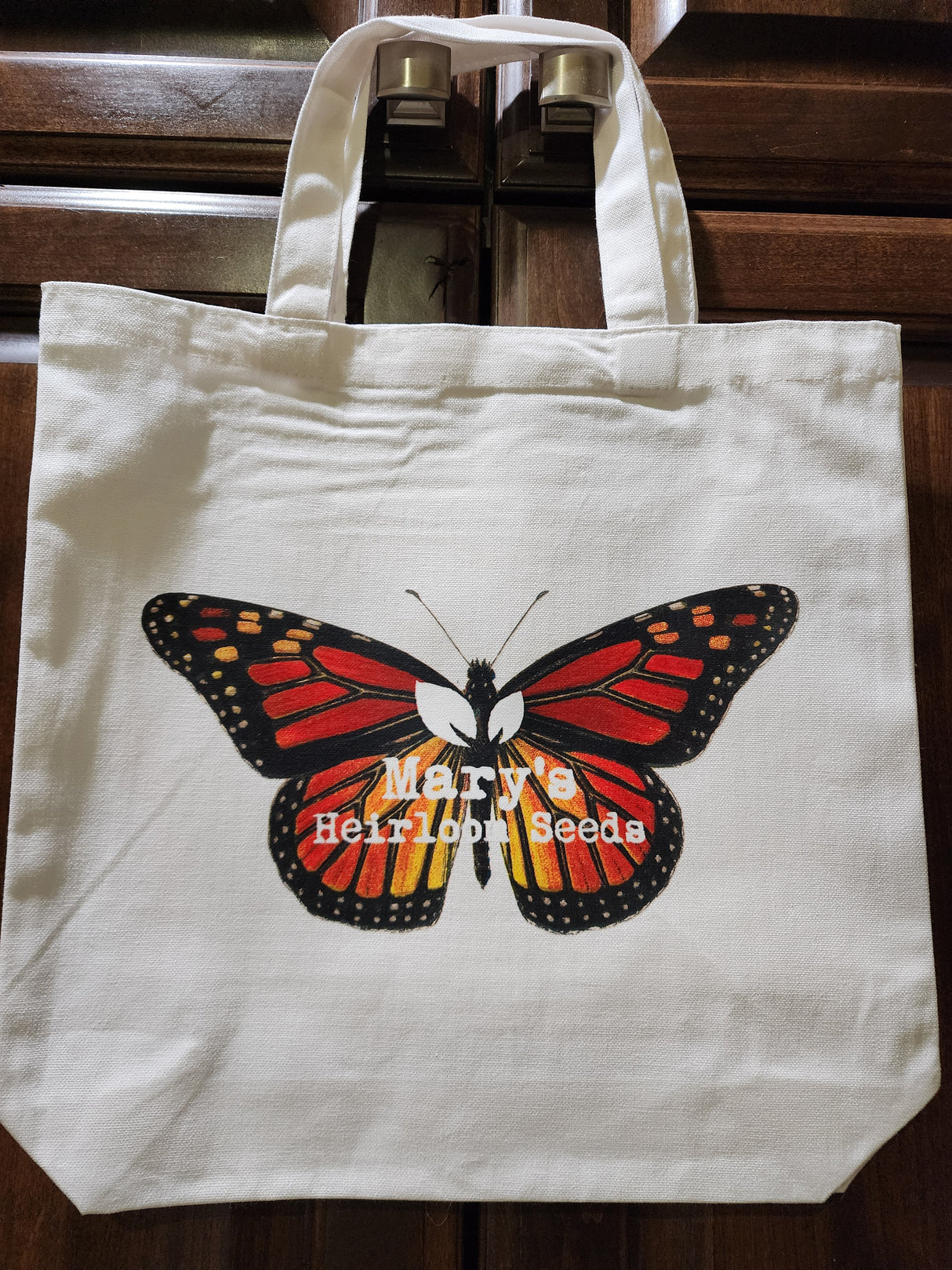 Mary's Heirloom Seeds "Butterfly" White Cotton Tote